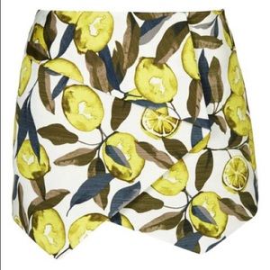 Topshop Lemon Print Pointed Hem Skort